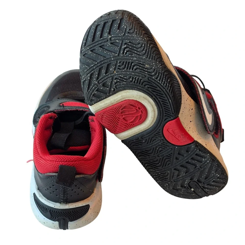 Nike Team Hustle D 11 Black Red White Kids Basketball Shoes DV8994-003 Size 13C